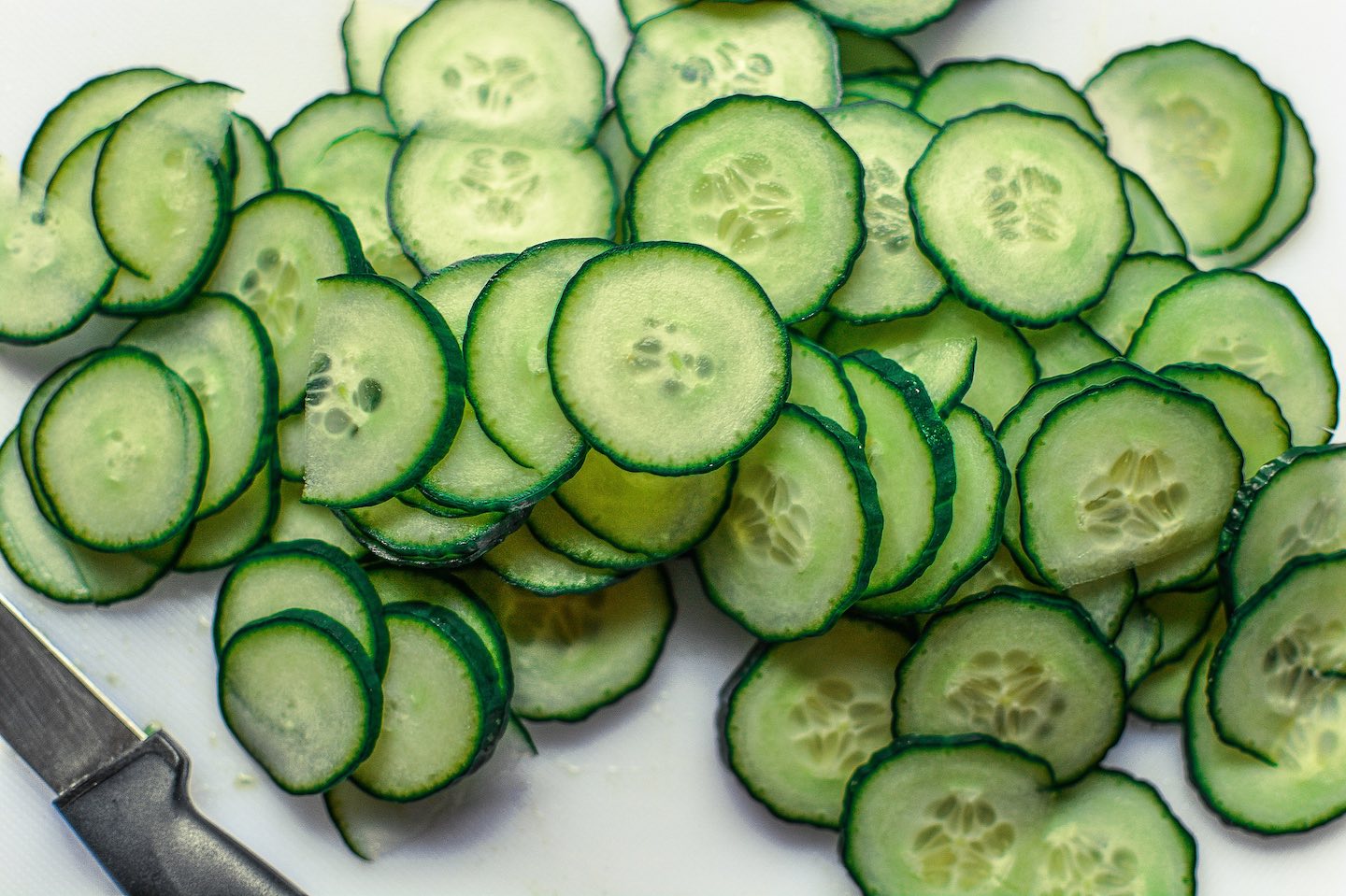 thin sliced cucumbers