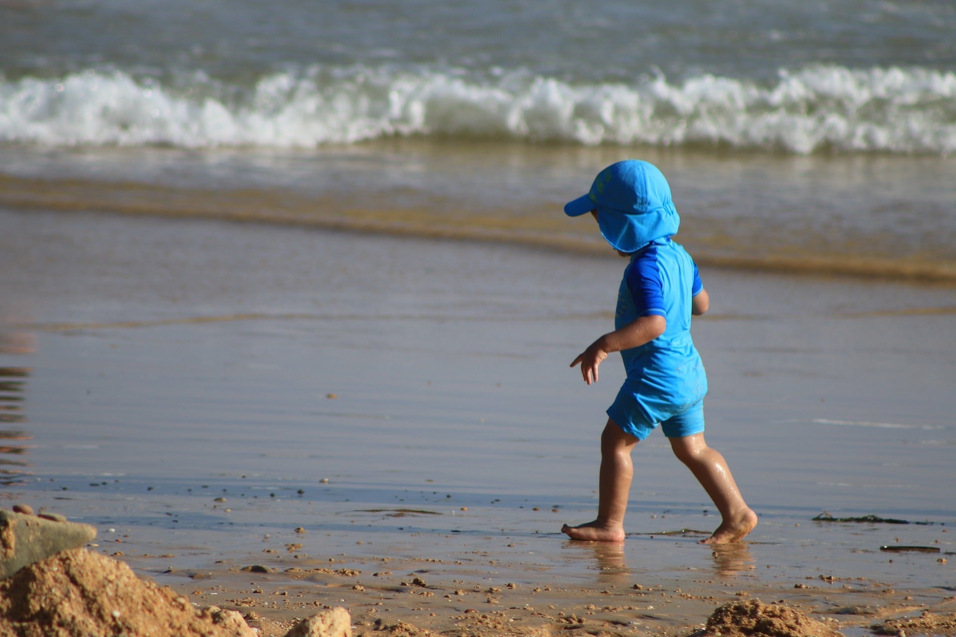 child walking on beach