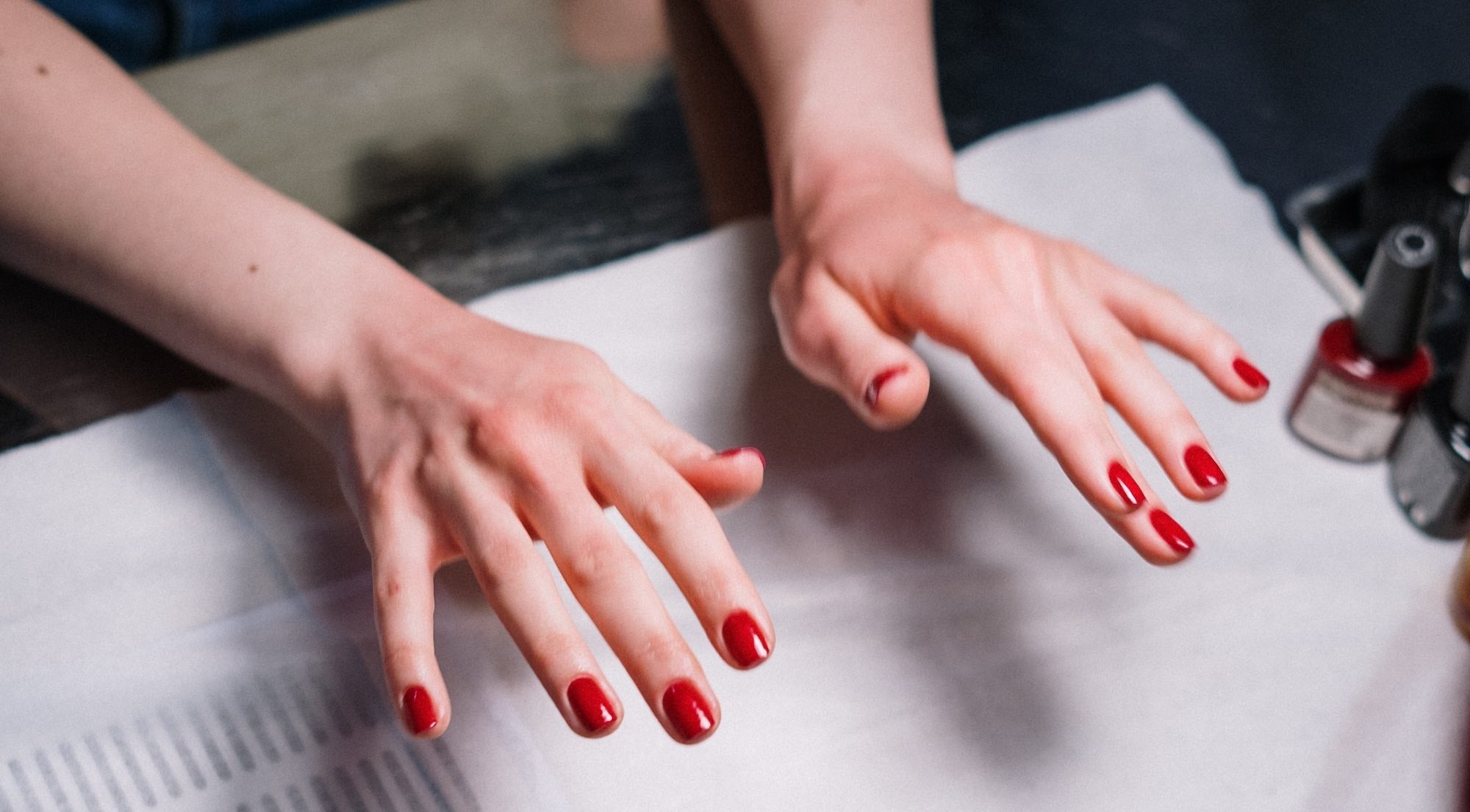 nails with red nail polish