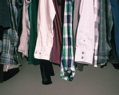 close up of clothes hanging