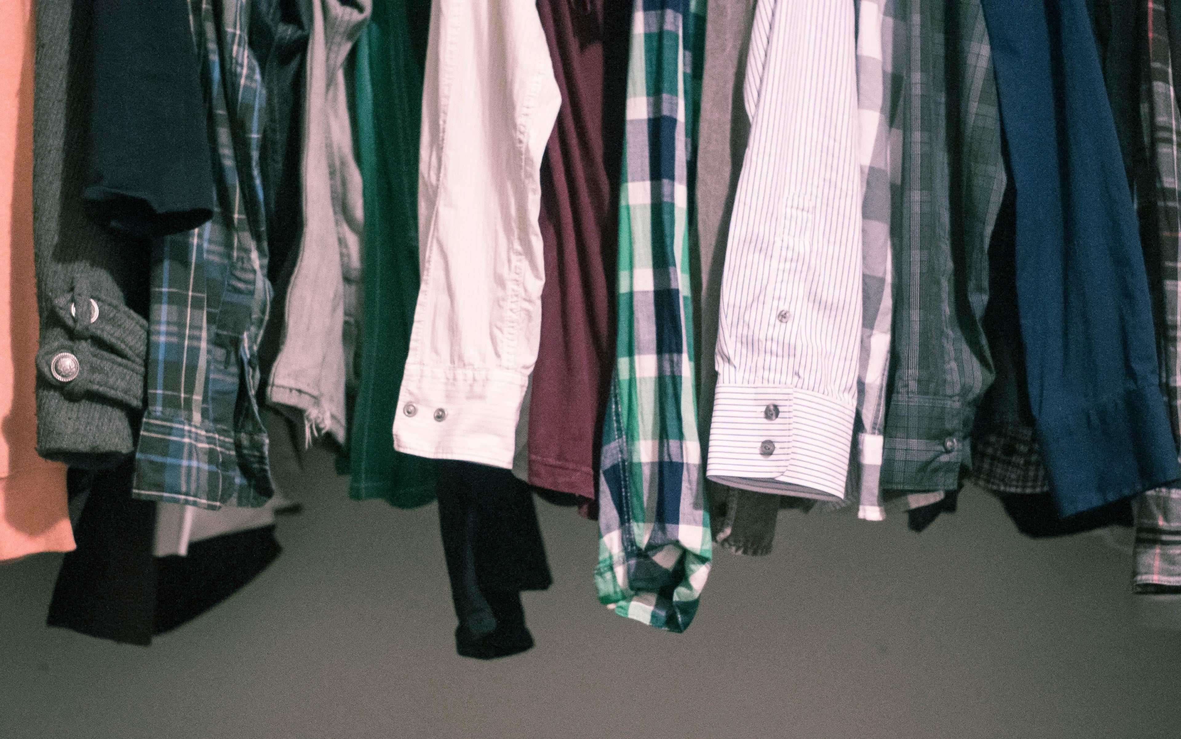 close up of clothes hanging