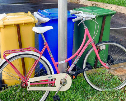 colorful bicycle against post