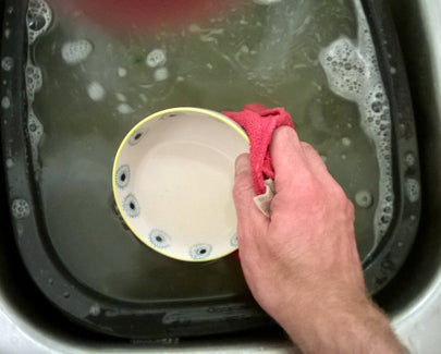 dish being hand washed