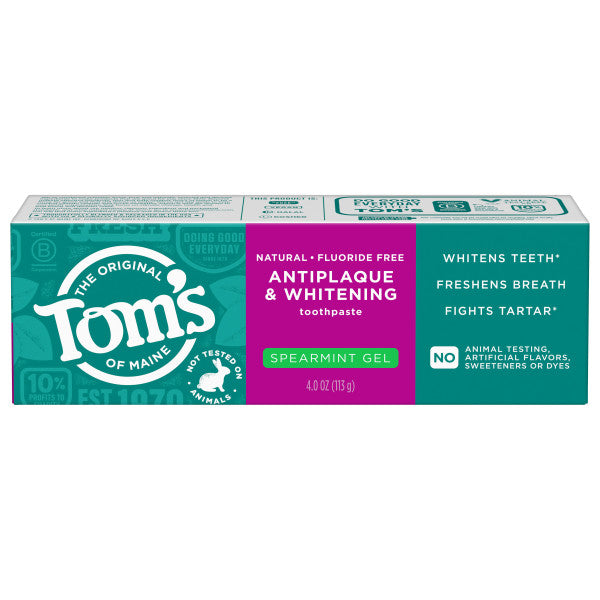 Fluoride-Free Antiplaque & Whitening Spearmint Gel - Tom's of Maine