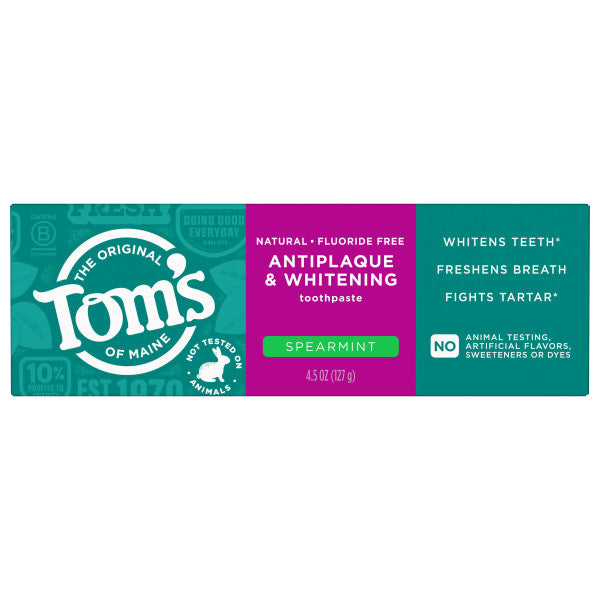 Fluoride-Free Antiplaque & Whitening Spearmint Toothpaste - Tom's of Maine