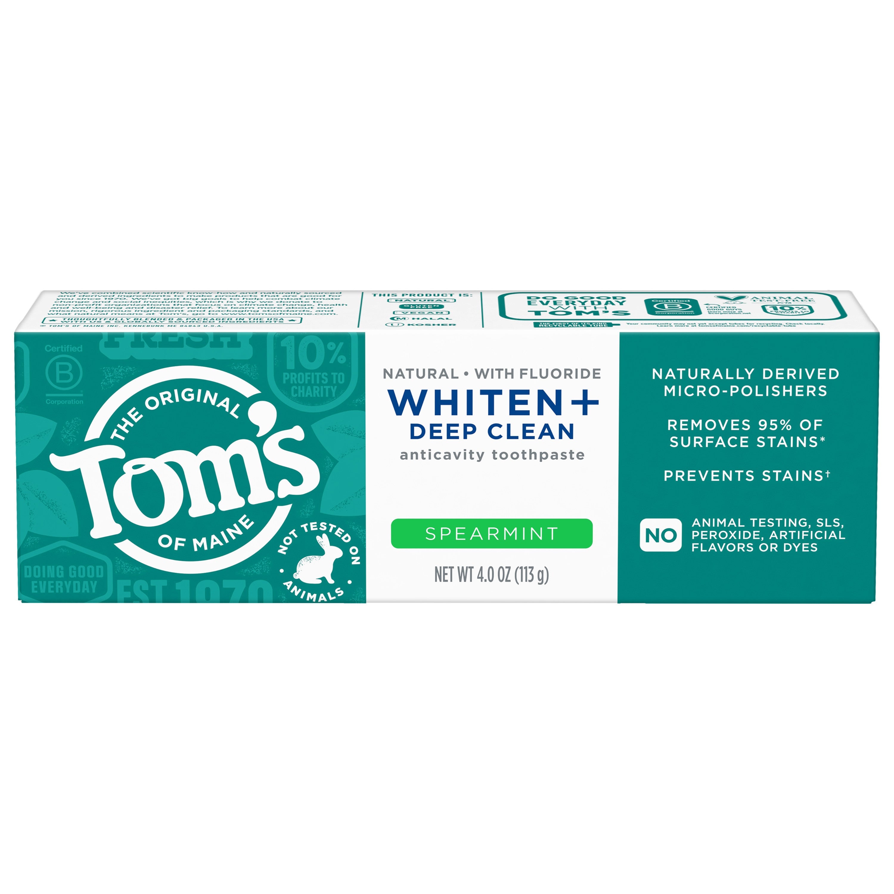 Whiten Plus Deep Clean Whitening Toothpaste, Spearmint - Tom's of Maine