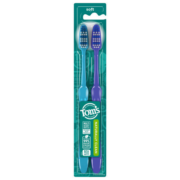 Naturally Clean Soft-Bristle Toothbrushes Twin Pack - Tom's of Maine