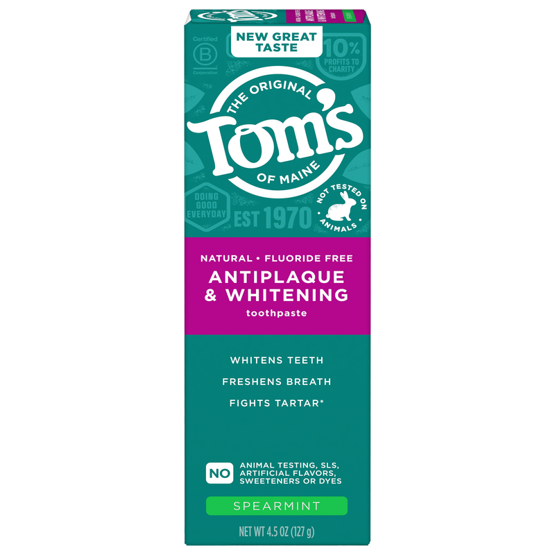 Fluoride-Free Antiplaque & Whitening Spearmint Natural Toothpaste